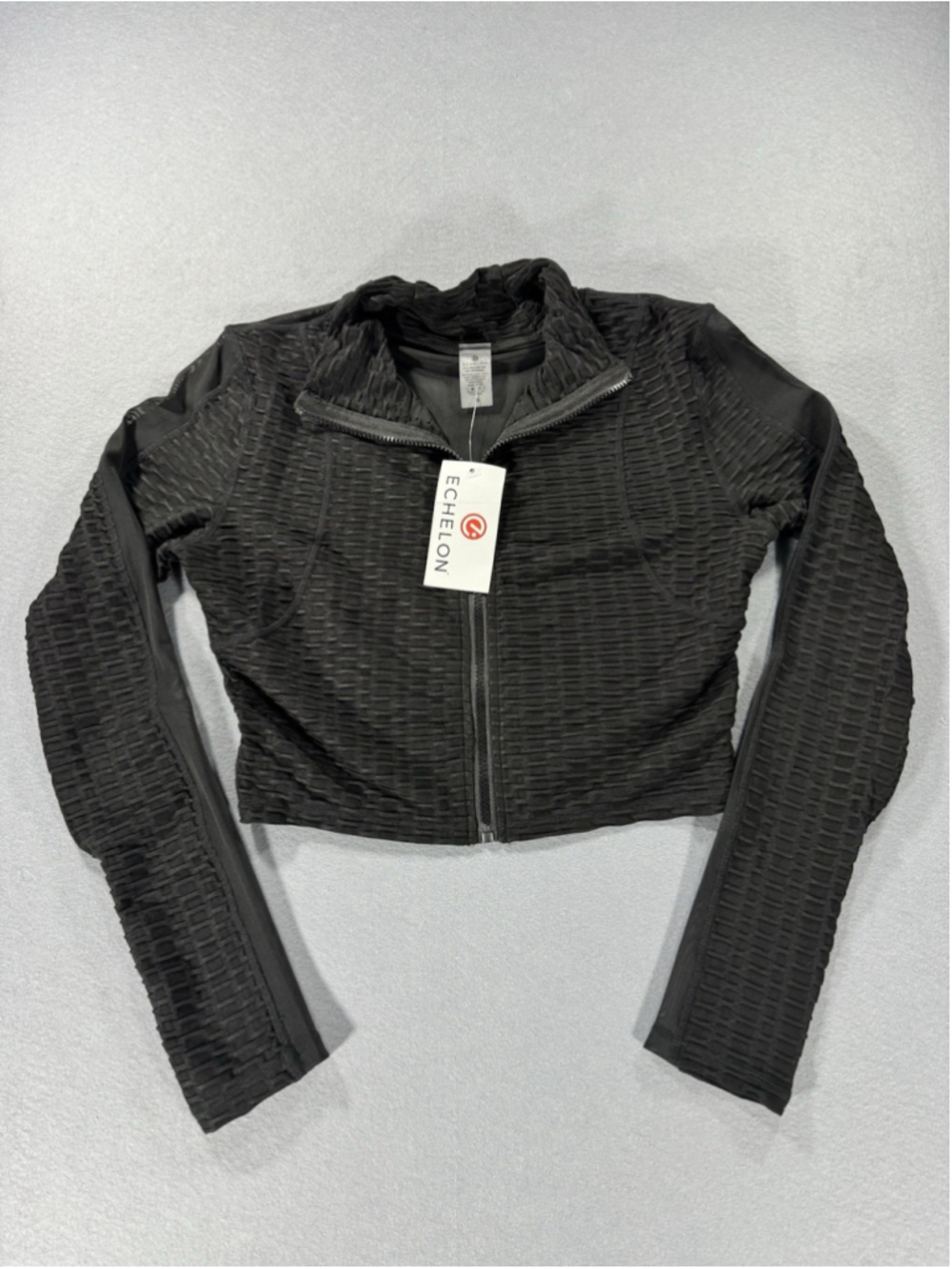 Echelon Black Textured Zip-Up Jacket Women Size Small Workout